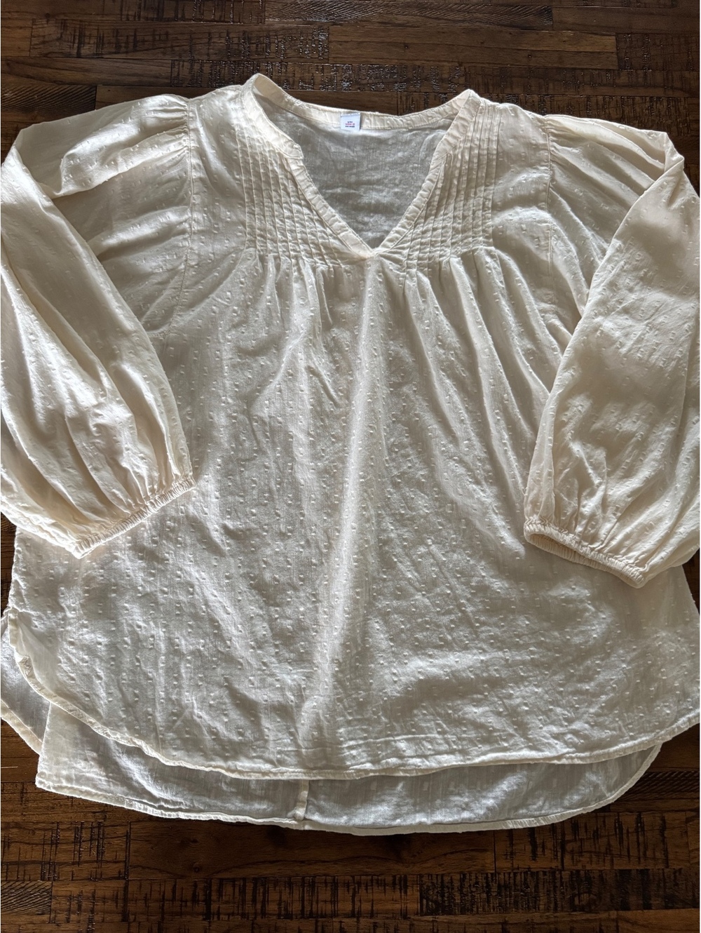 Old Navy Women's Cream Textured Long Sleeve Blouse XL